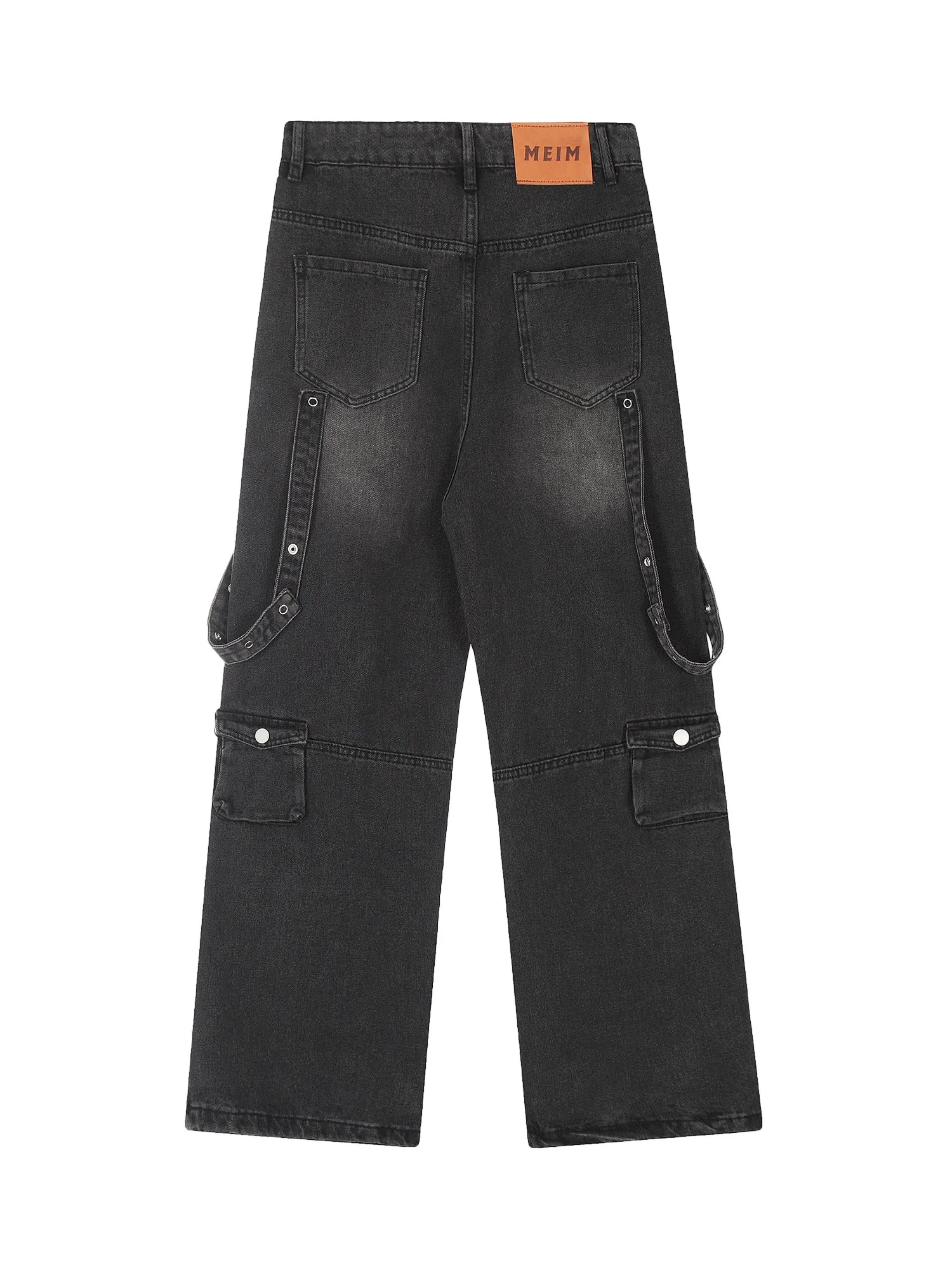 1984 Vintage Washed Web Rivets Hip-Hop Jeans