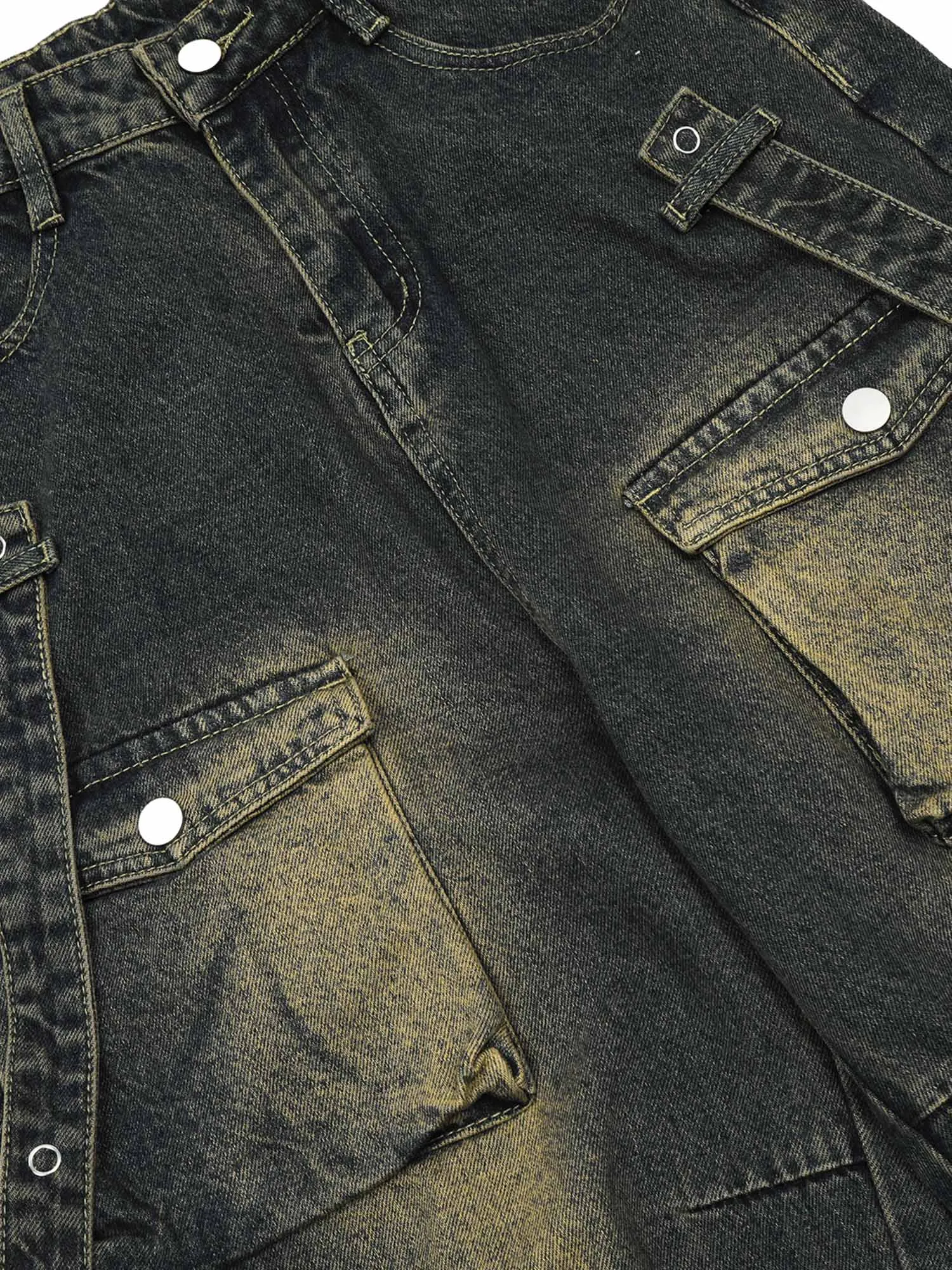 1984 Vintage Washed Web Rivets Hip-Hop Jeans