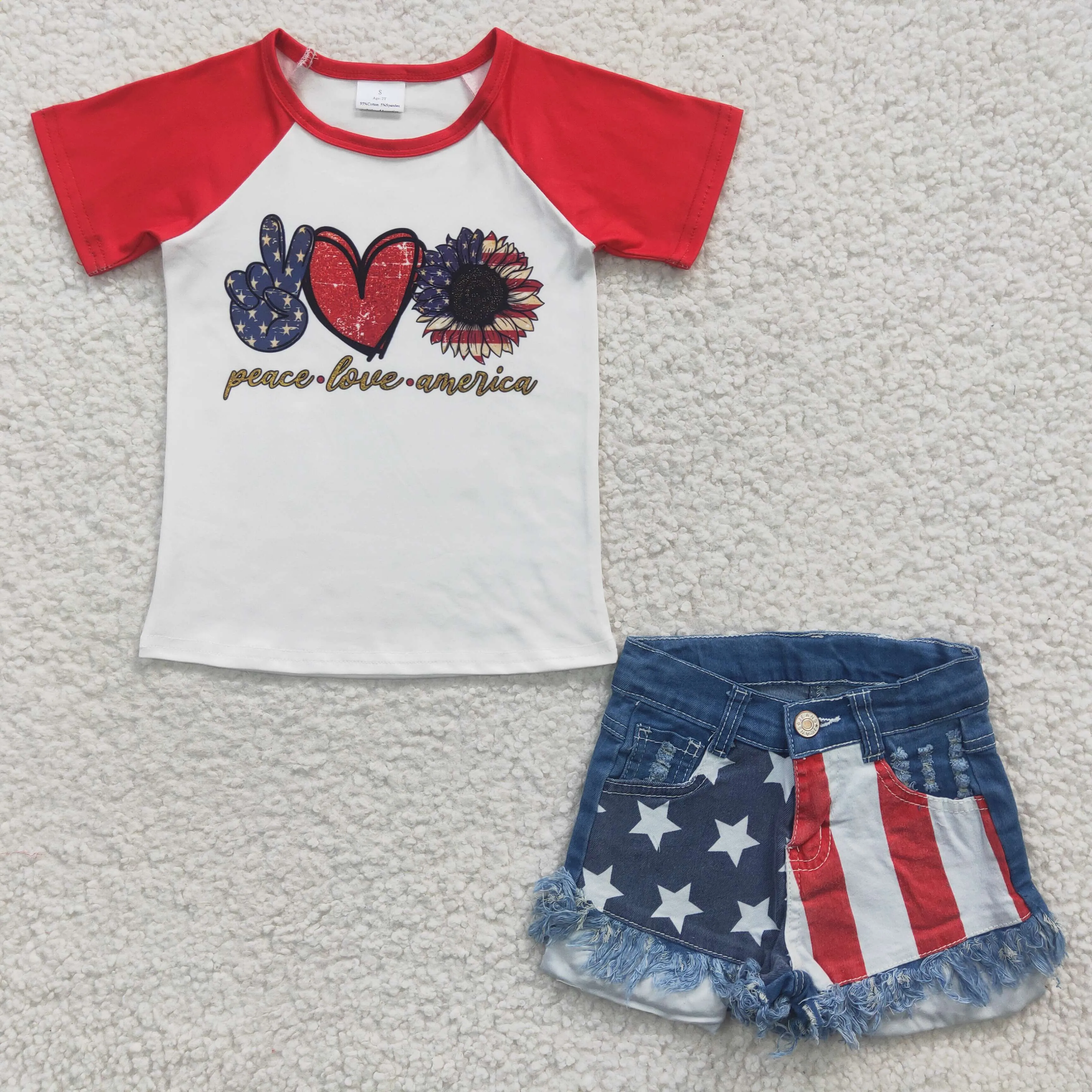 4th of July T-shirts jeans shorts set GSSO0268