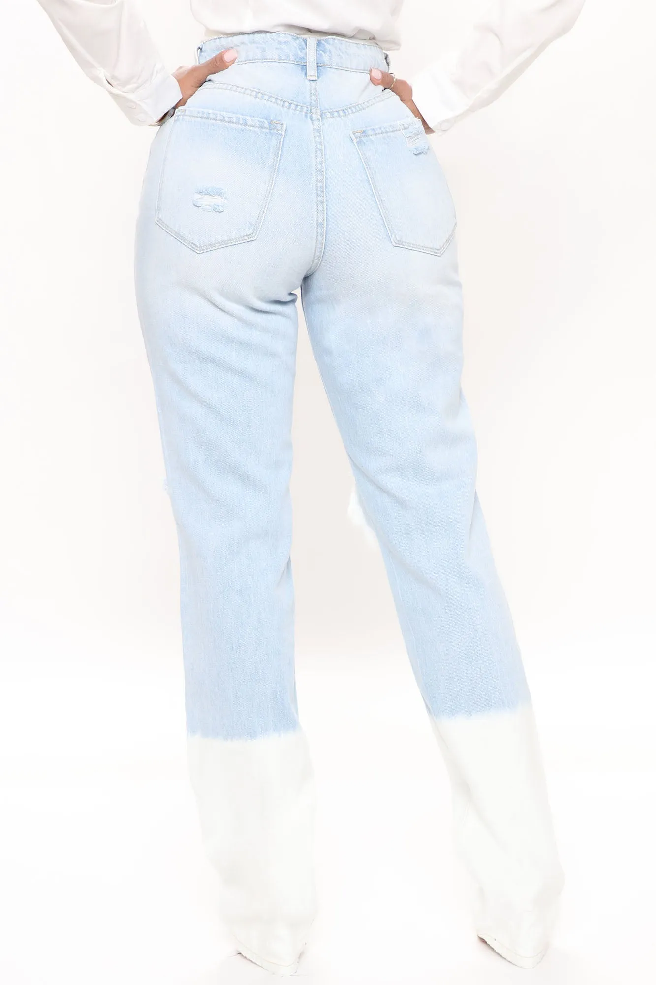 90's Ombre High Rise Boyfriend Jeans - Light Blue Wash