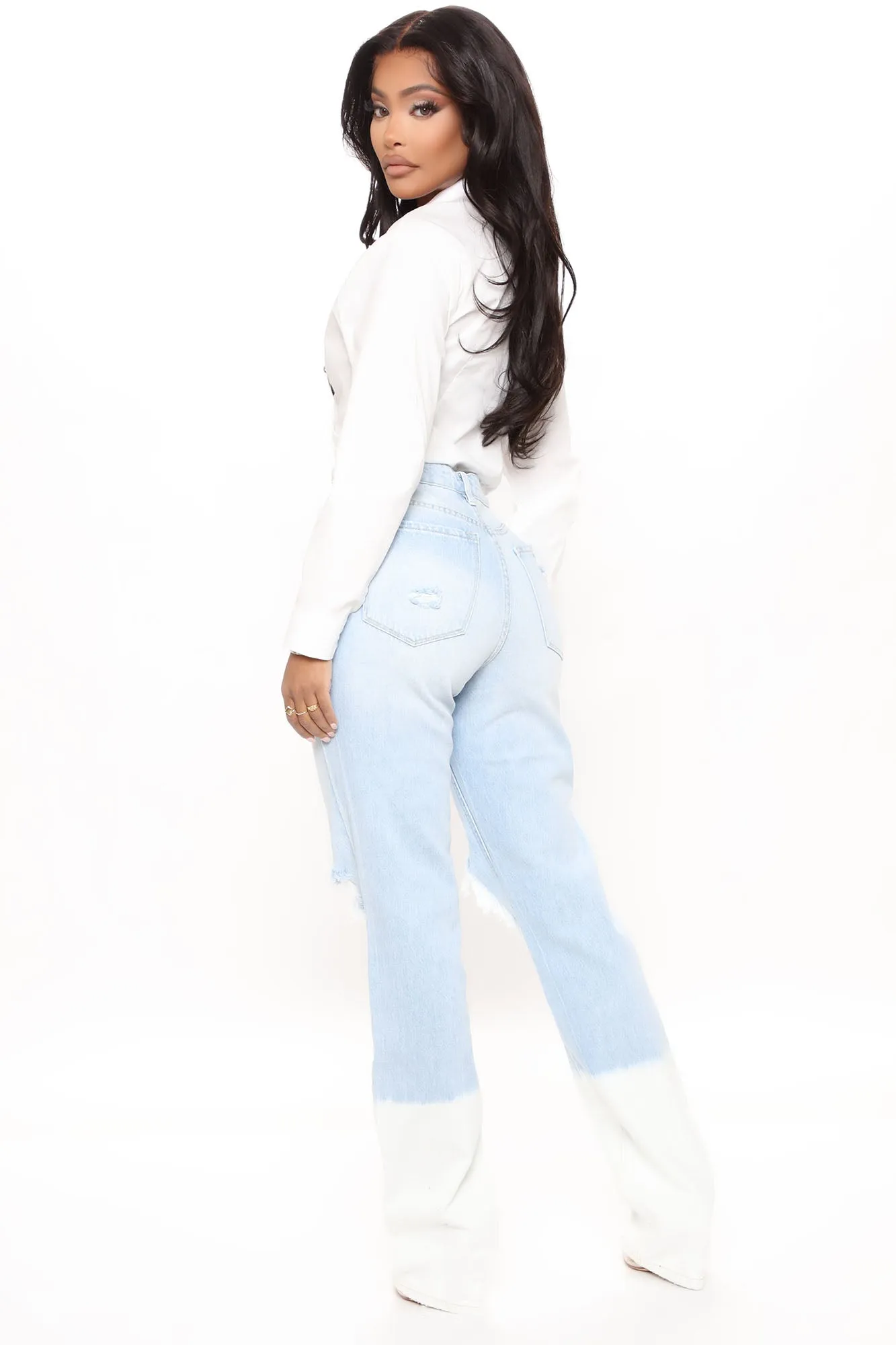 90's Ombre High Rise Boyfriend Jeans - Light Blue Wash