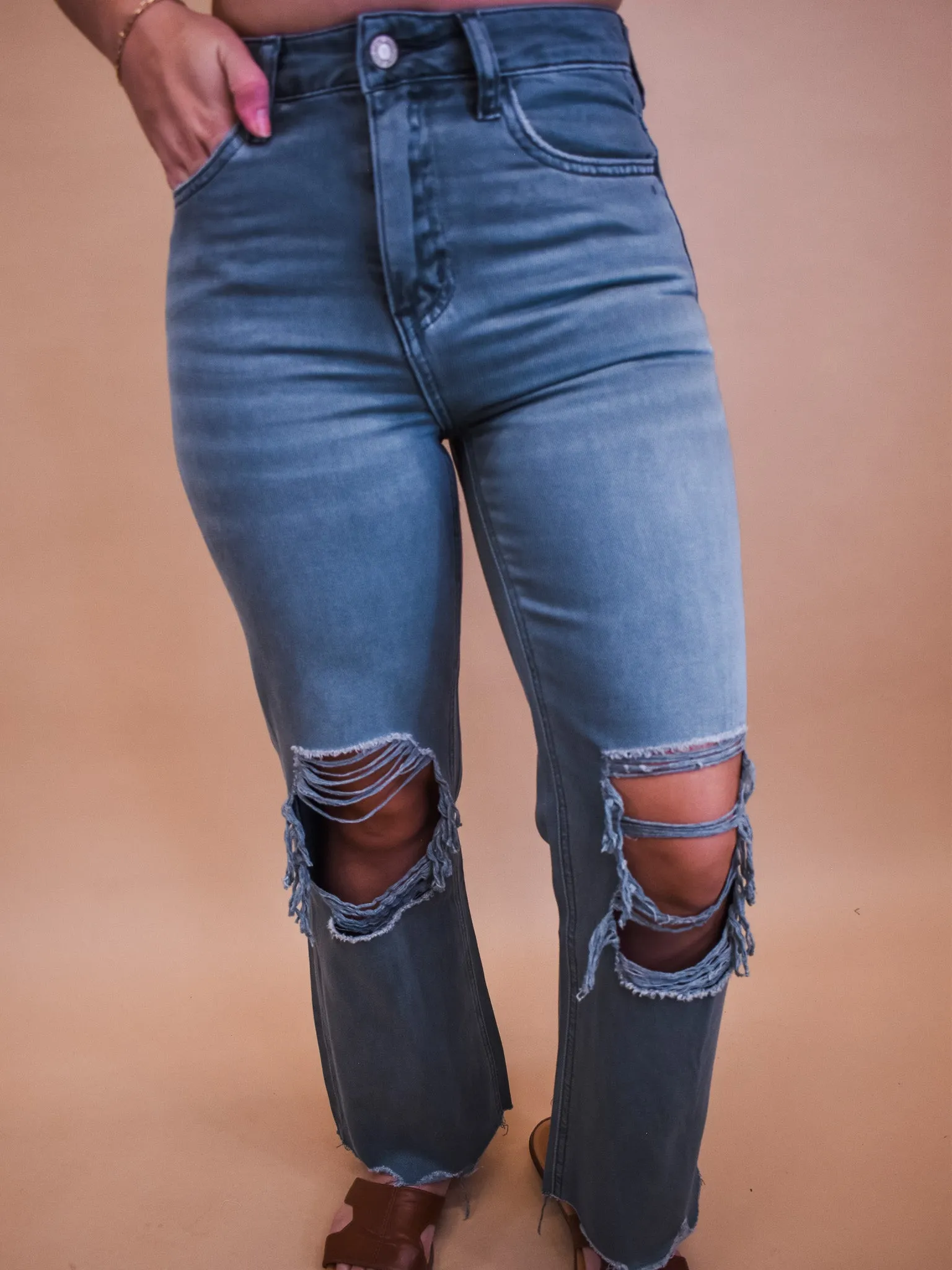 90's Vintage Crop Flare Jeans