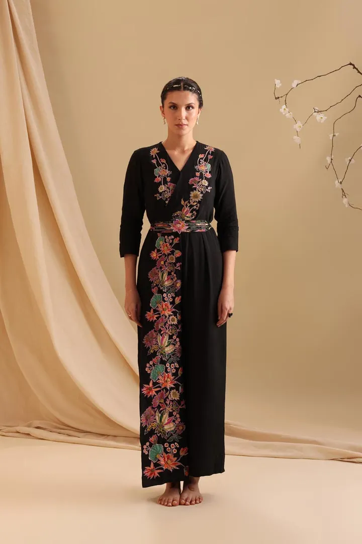 Aarani Applique Overlap Jumpsuit With Belt