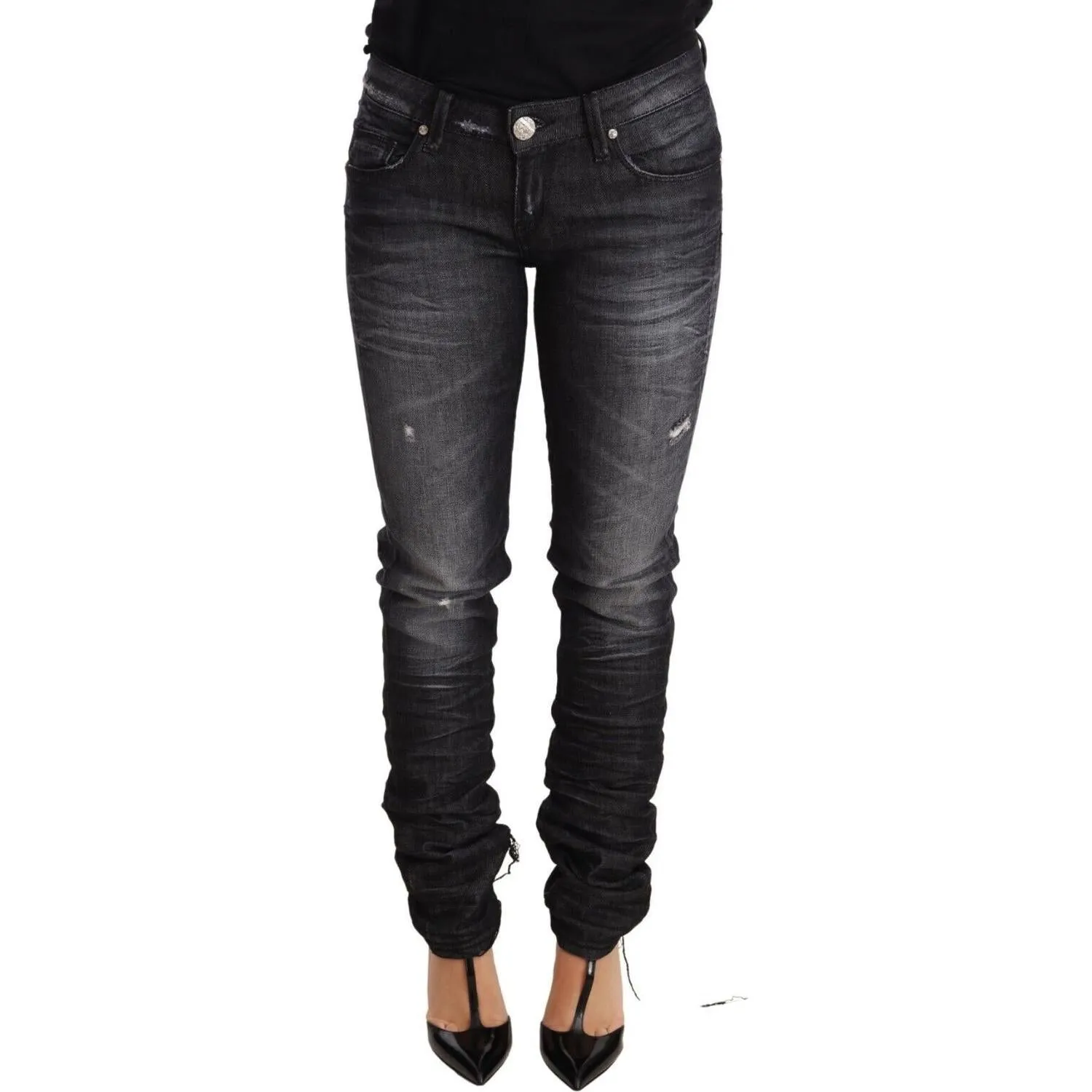 Acht Elegant Low Waist Skinny Black Denim