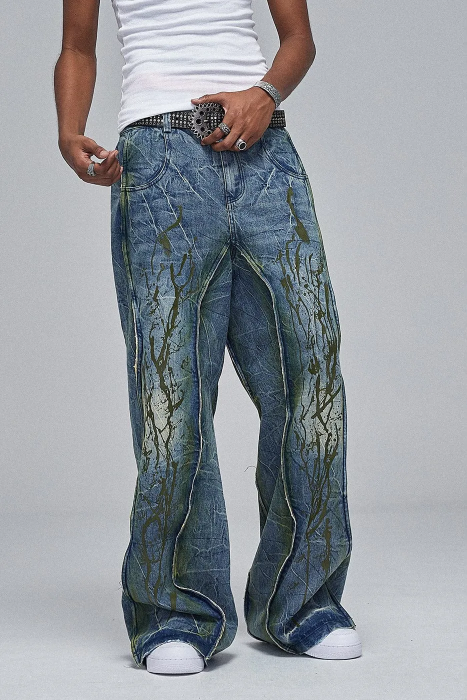 Acid Wash Flare Jeans