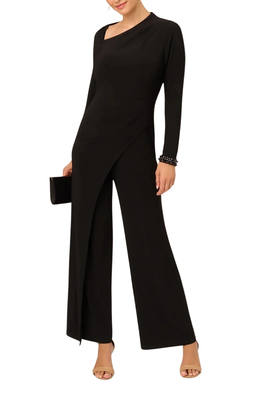 Adrianna Papell jersey asymeetric neck jumpsuit