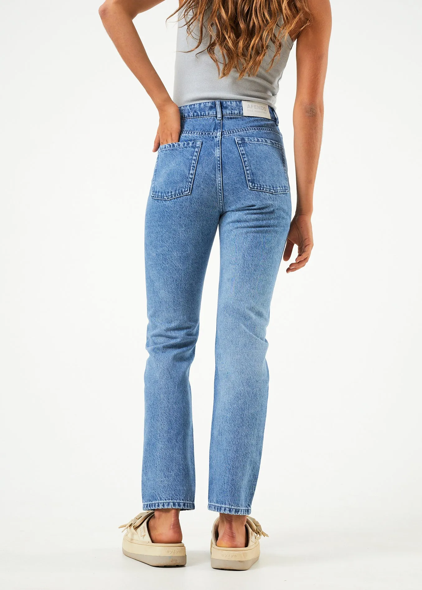 AFENDS Womens Kylie - Denim Slim Fit Jeans - Worn Blue