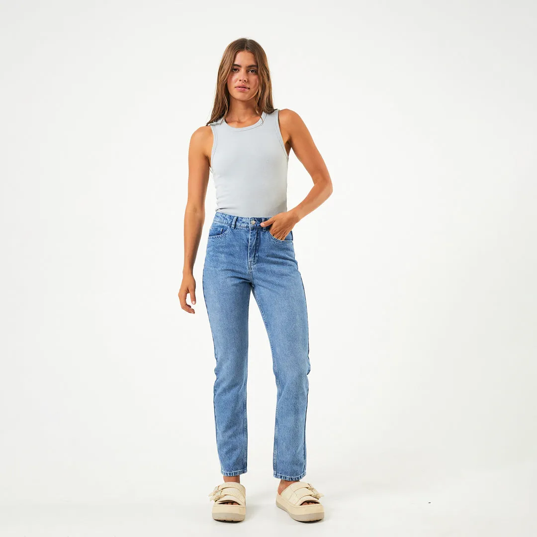 AFENDS Womens Kylie - Denim Slim Fit Jeans - Worn Blue