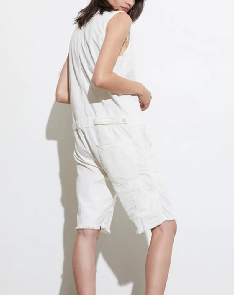 Albany Cut Off Jumpsuit in Painter White