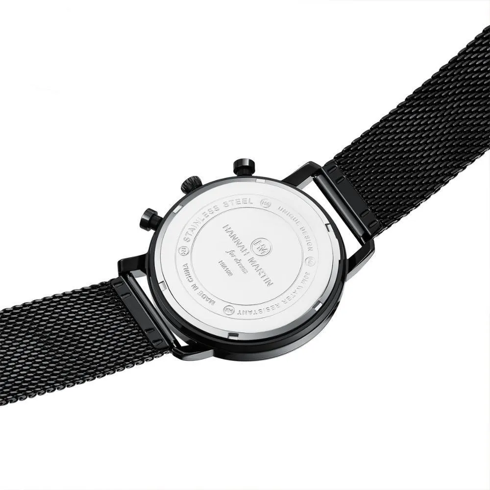 Amalfi Minimalist Matte Black Chronograph Watch