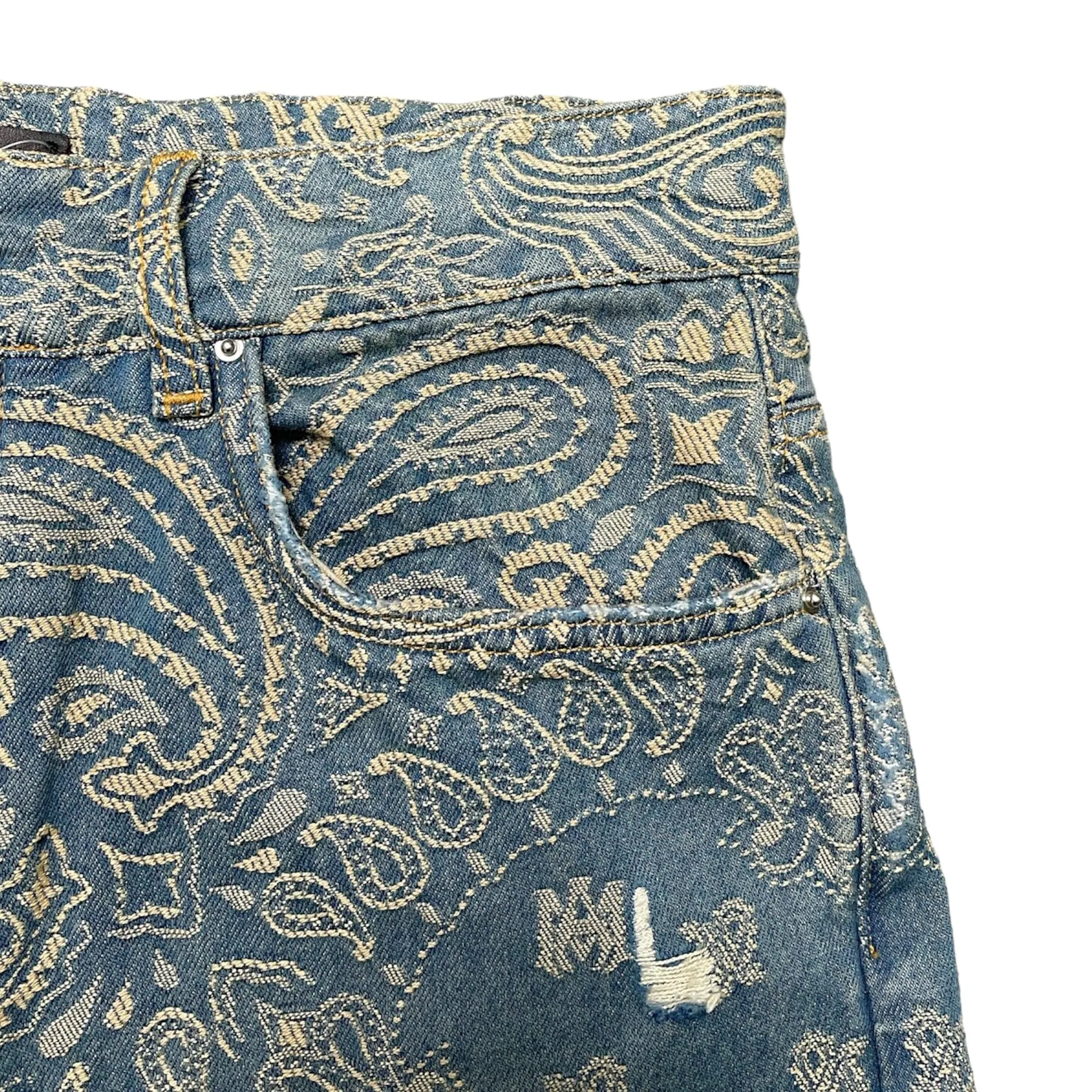 Amiri Bandana Jacquard Straight Jeans Indigo