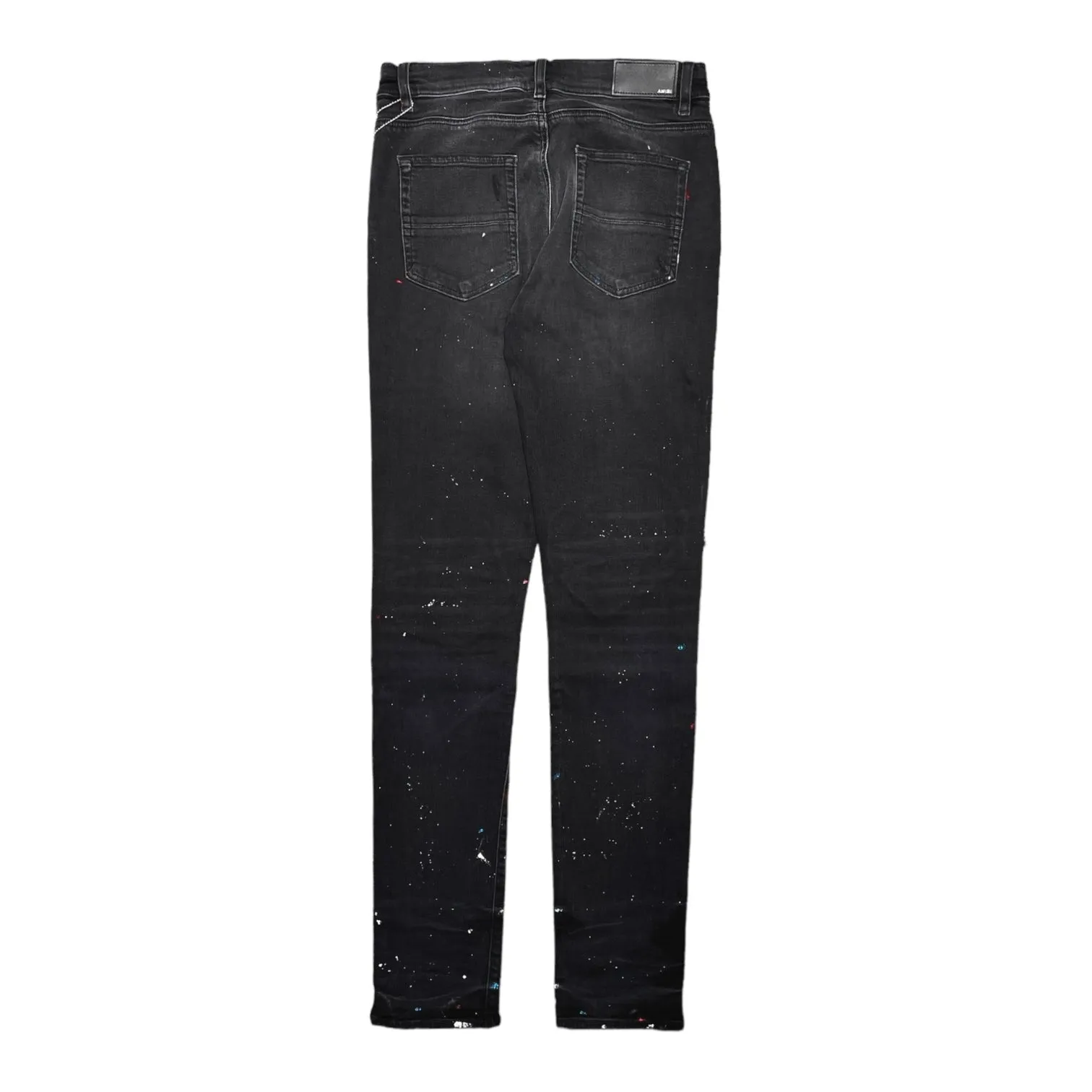 Amiri MX1 Painted Denim Patch Jeans Aged Black