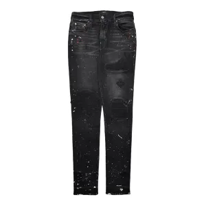 Amiri MX1 Painted Denim Patch Jeans Aged Black