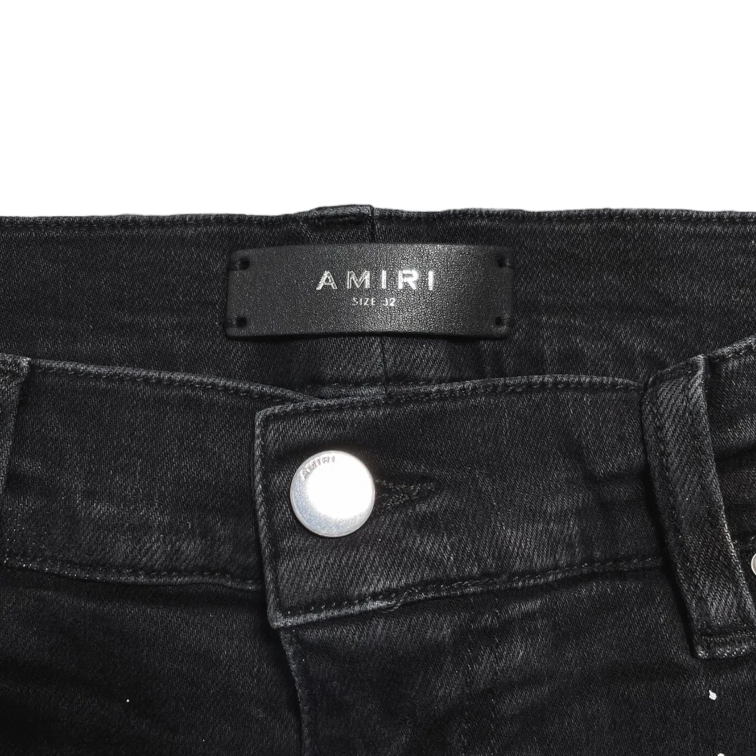 Amiri MX1 Painted Denim Patch Jeans Aged Black