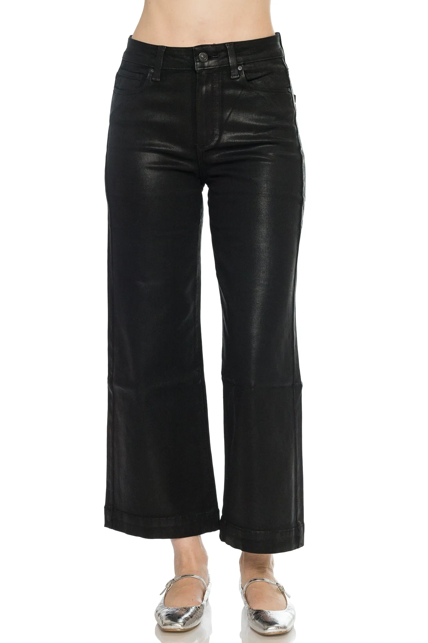 Anessa Wide Leg in Black Fog Luxe Coating