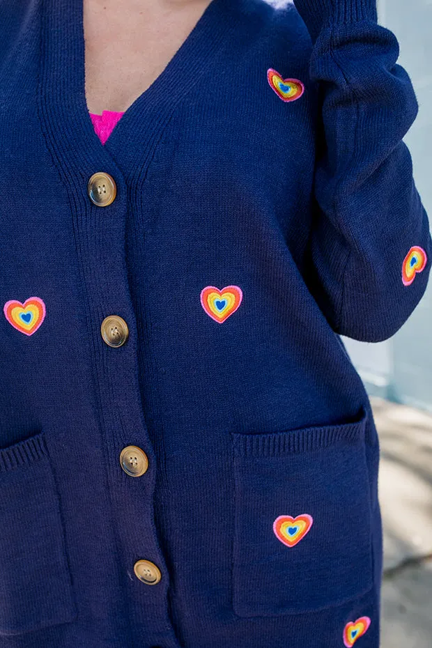 Angela Navy Heart Cardi