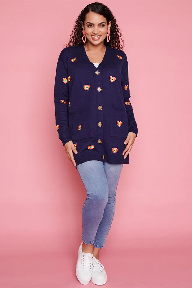 Angela Navy Heart Cardi