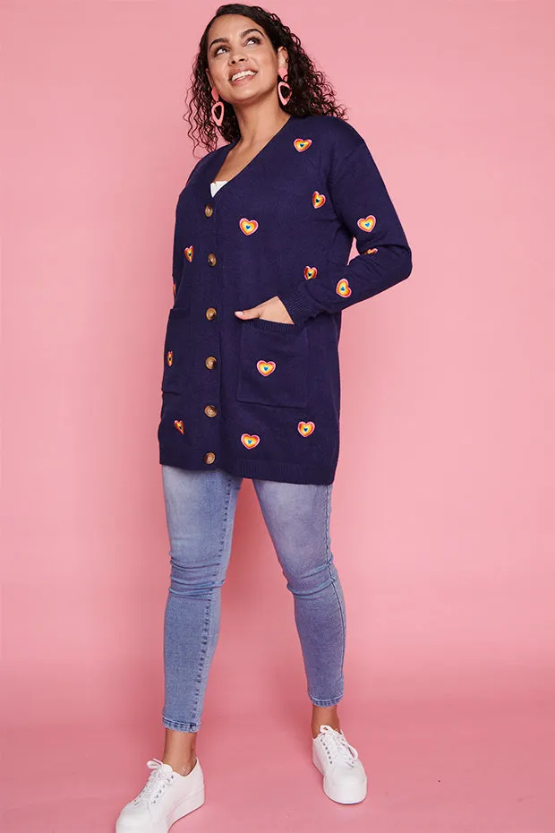 Angela Navy Heart Cardi