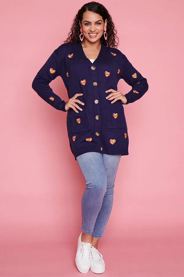 Angela Navy Heart Cardi