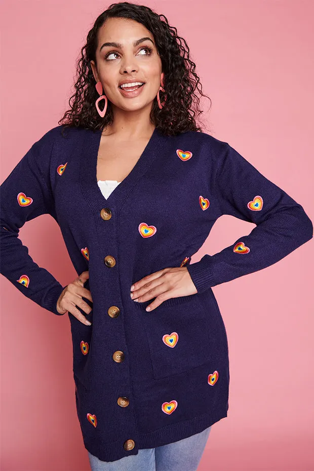 Angela Navy Heart Cardi