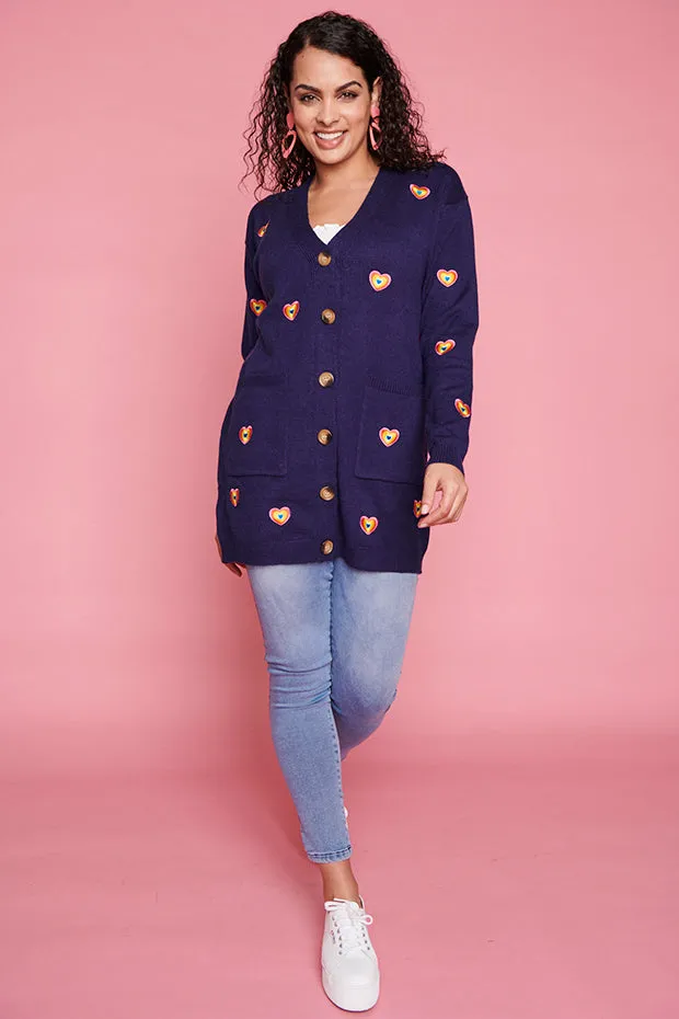 Angela Navy Heart Cardi