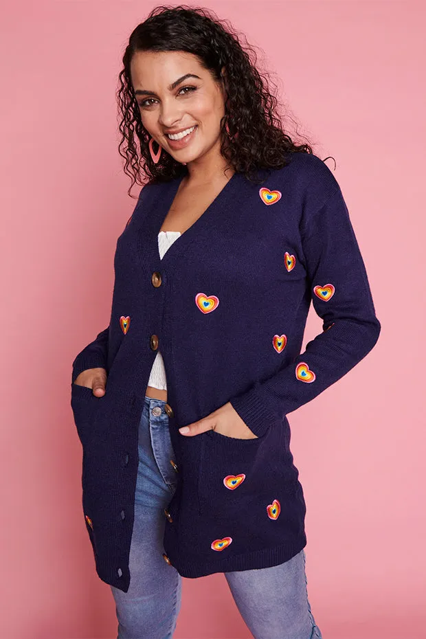 Angela Navy Heart Cardi