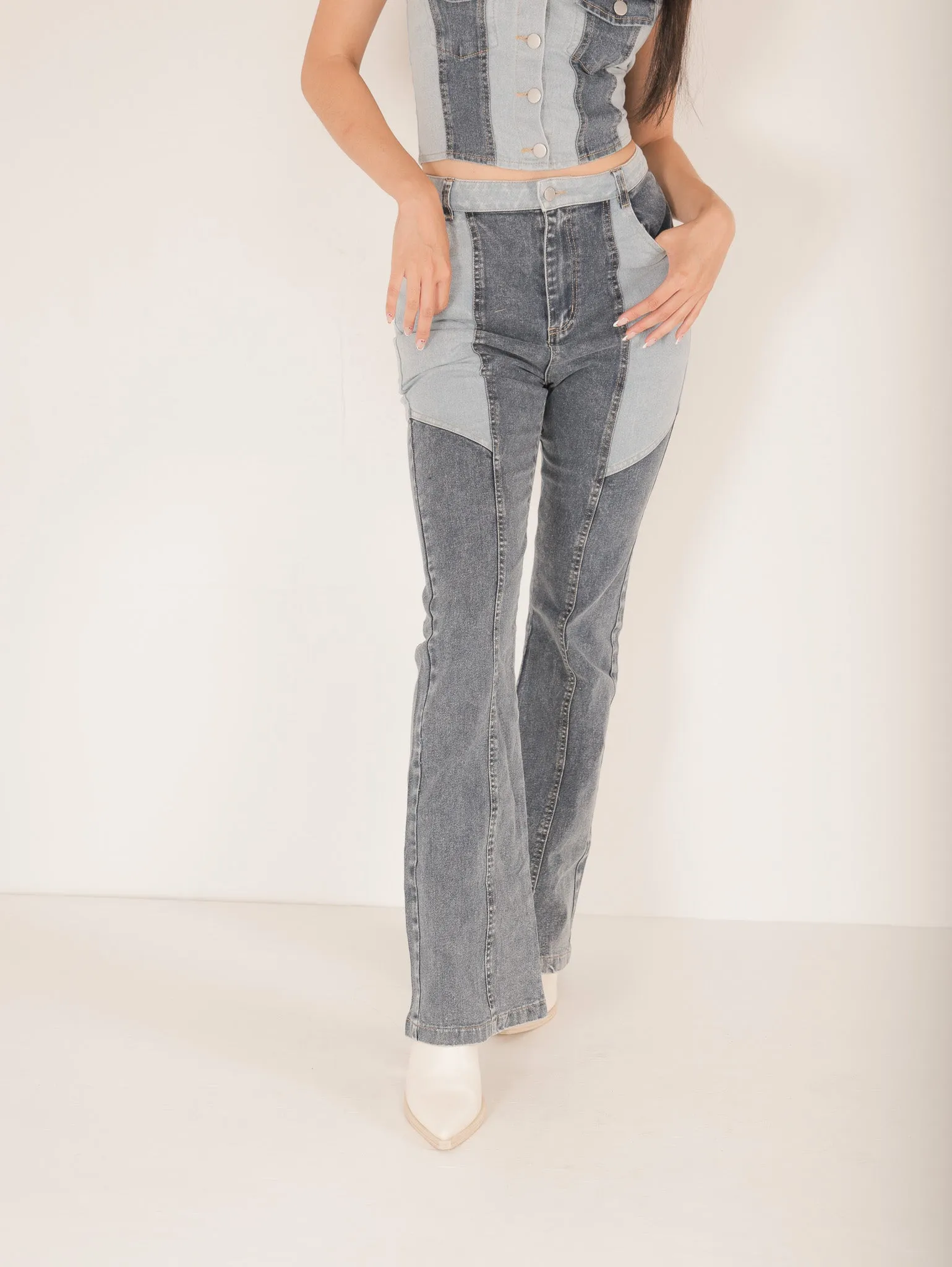 Aspen Block Denim Flares