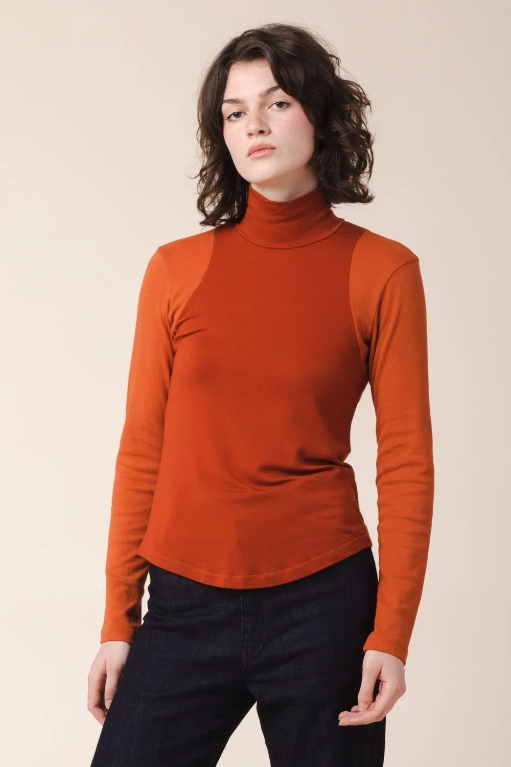 Automatic Mock Neck Top - Hot Sauce