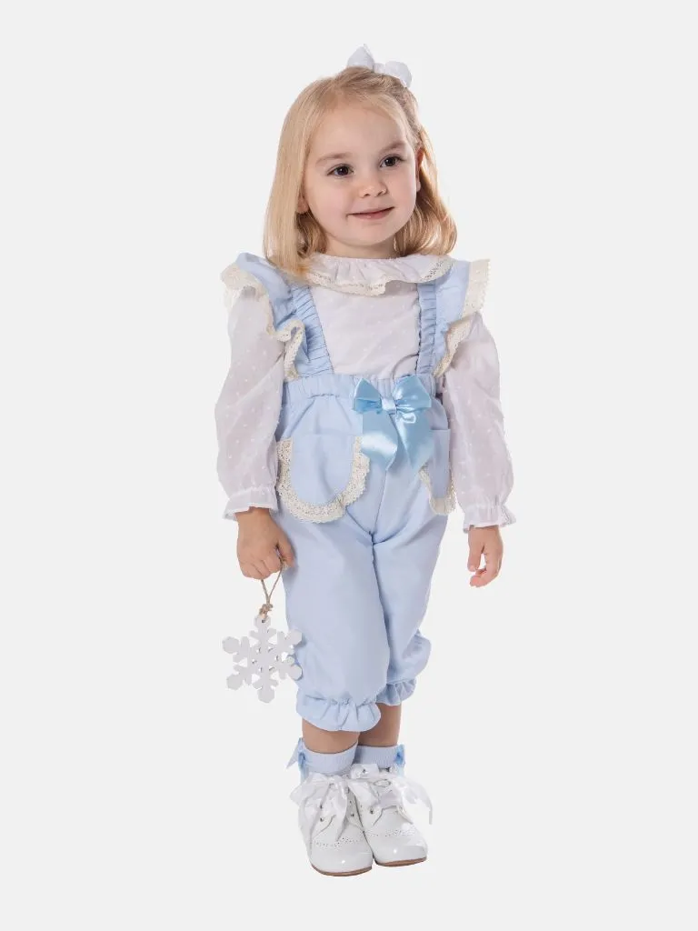 Baby Girl Clara Collection Spanish Jumpsuit - Baby Blue