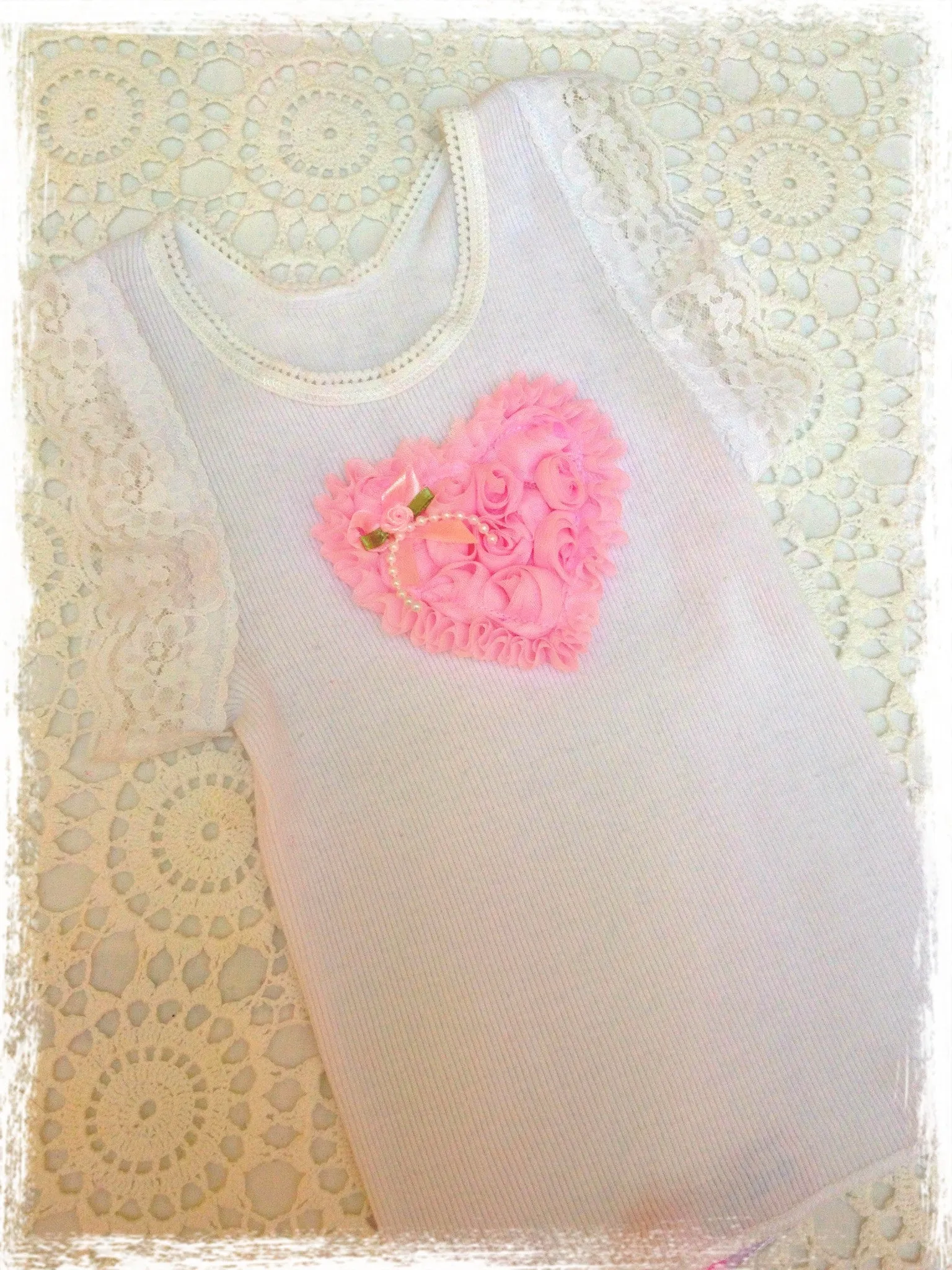 Baby to girl pink or ivory vintage inspired singlet tank top.SINGLET39