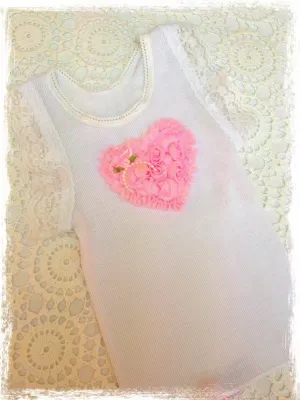 Baby to girl pink or ivory vintage inspired singlet tank top.SINGLET39