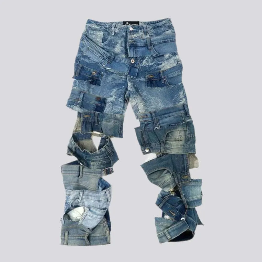 Baggy men mid-waist jeans