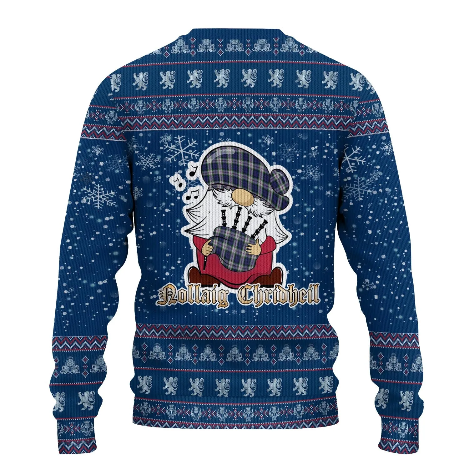 Baird Dress Clan Christmas Family Ugly Sweater with Funny Gnome Playing Bagpipes