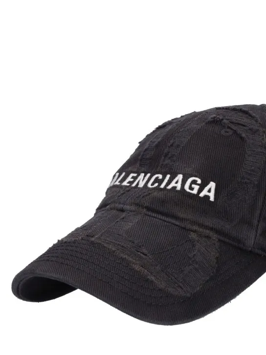 Balenciaga   Distressed cotton denim cap 