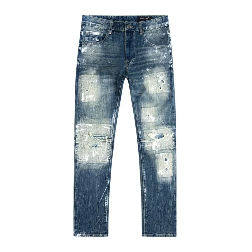 Big and Tall - Patch Washed Jeans - Alley Blue