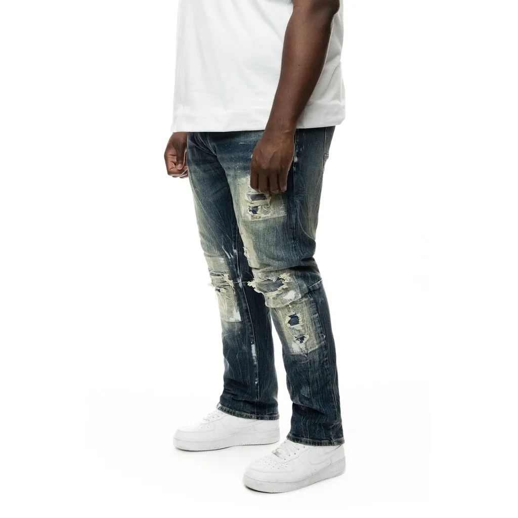 Big and Tall - Patch Washed Jeans - Alley Blue