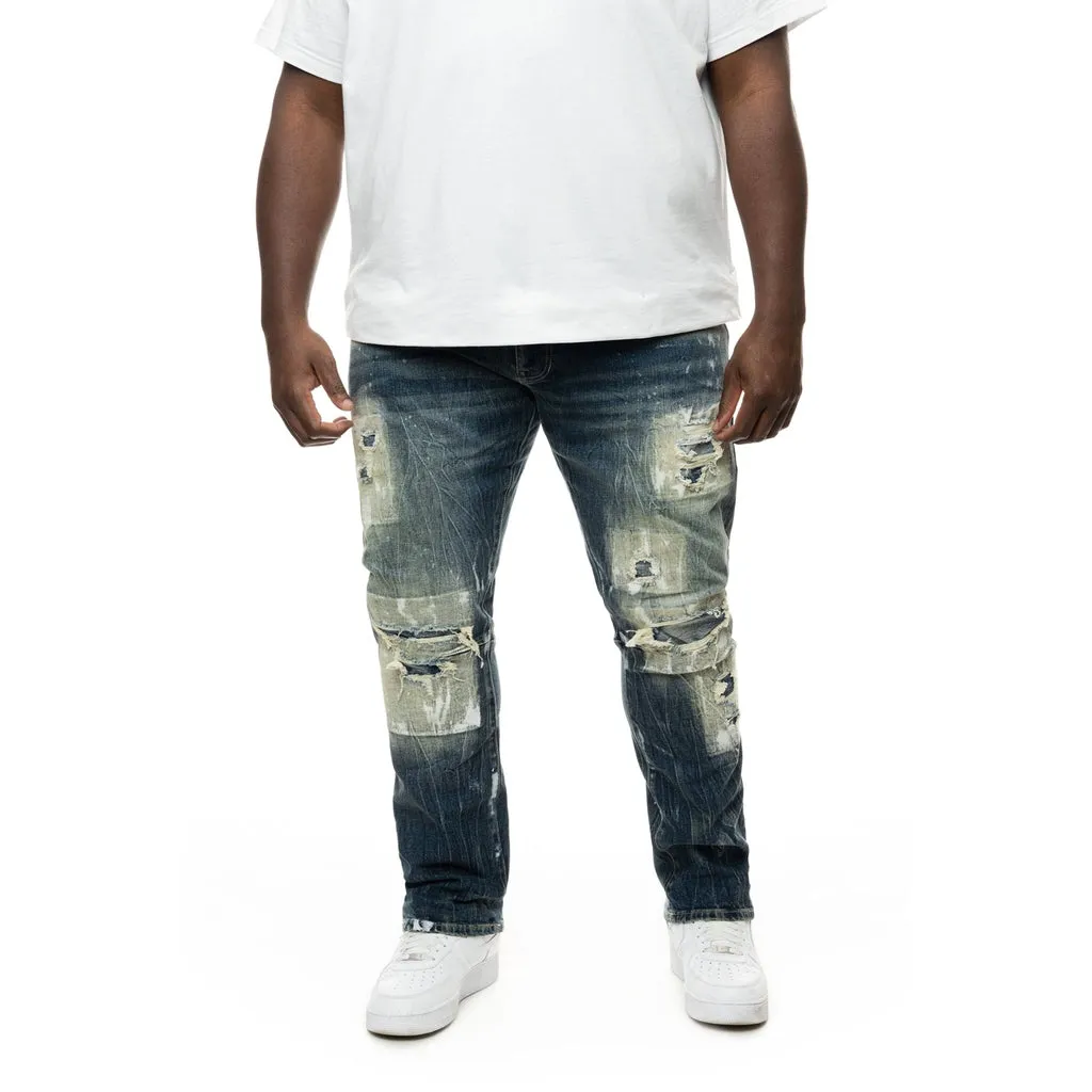 Big and Tall - Patch Washed Jeans - Alley Blue