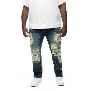 Big and Tall - Patch Washed Jeans - Alley Blue