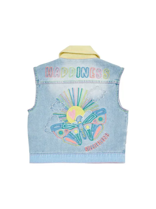 Billieblush   Embroidered cotton denim vest 