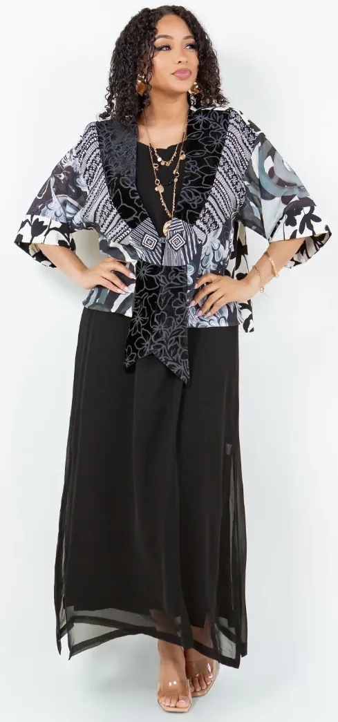 Black Abstract Boho Chic Flirty Fashionista Jackets