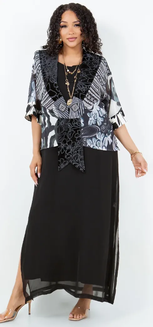 Black Abstract Boho Chic Flirty Fashionista Jackets