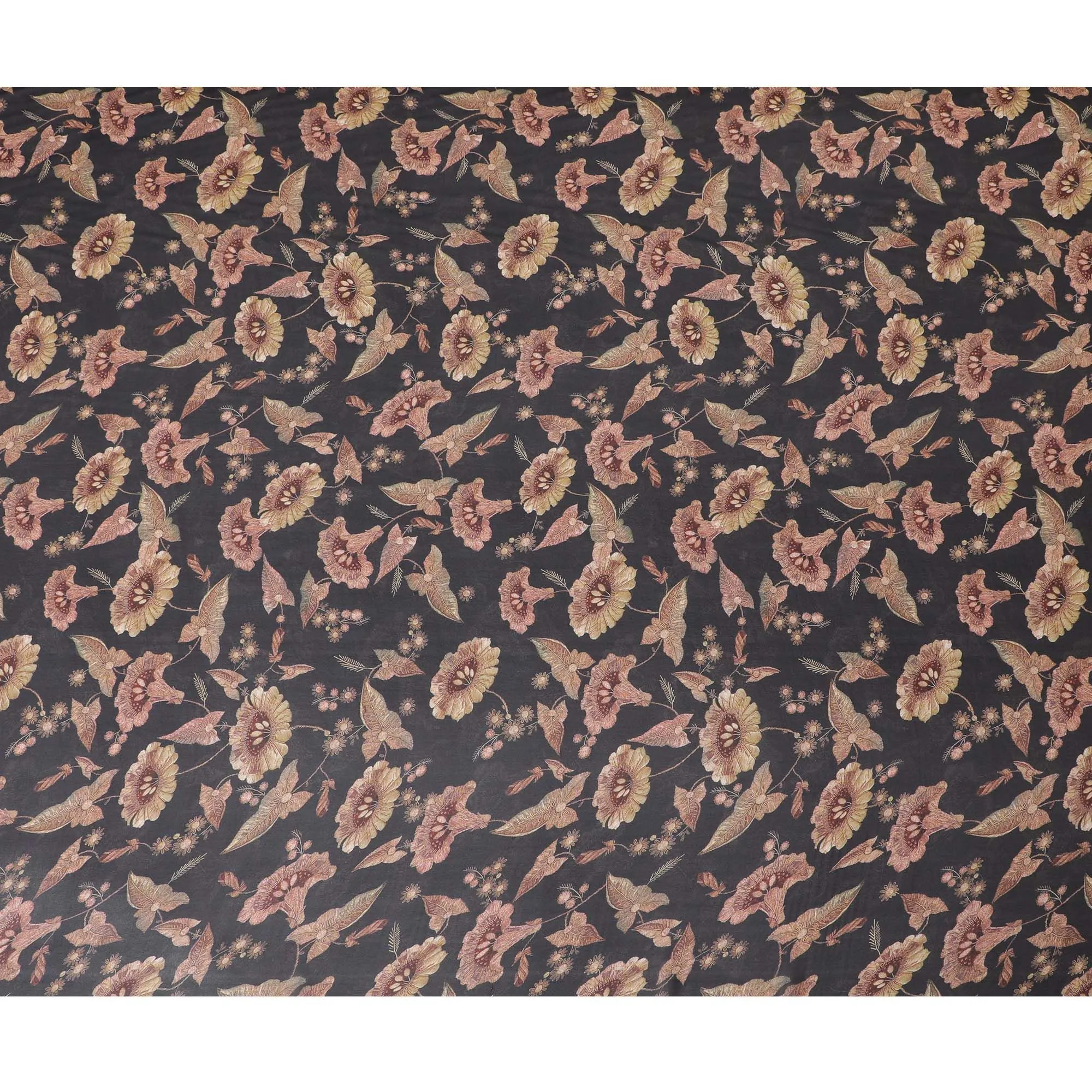 Black Floral Elegance Synthetic Georgette Fabric-D17524