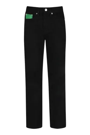 BLACK HIGH-RISE SLIM-LEG JEANS