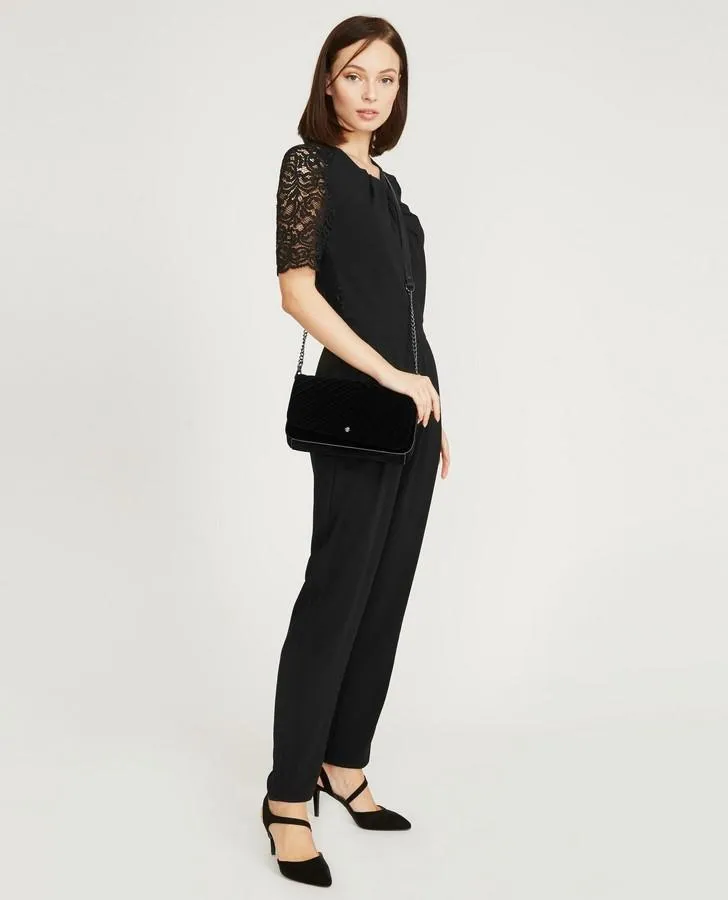 Black Lace Sleeve Jumpsuit