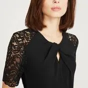 Black Lace Sleeve Jumpsuit