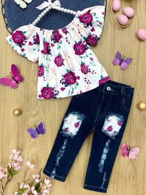 Bloom Bunny Tunic And Patched Jeans Set