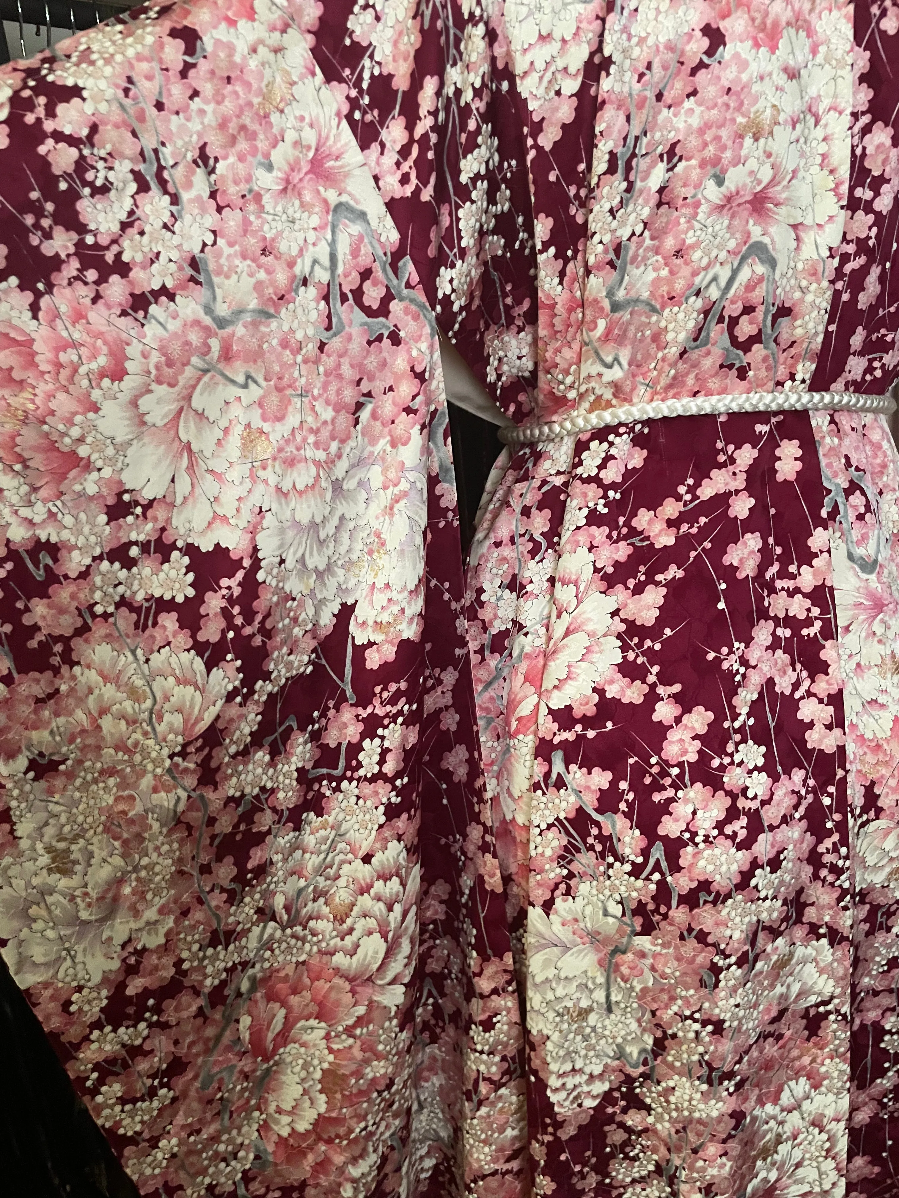 Blossom and Peony Vintage Silk Furisode Kimono