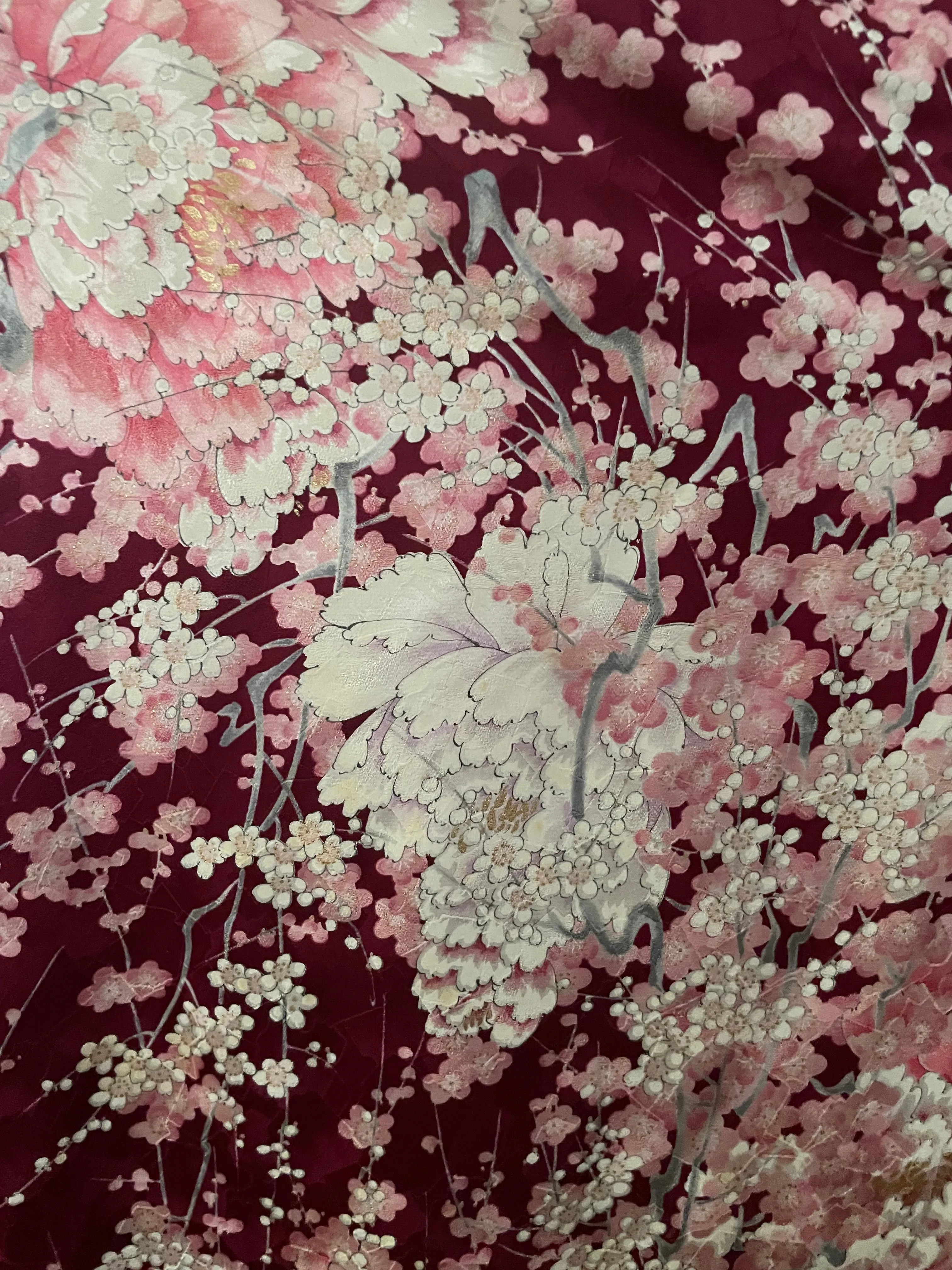 Blossom and Peony Vintage Silk Furisode Kimono