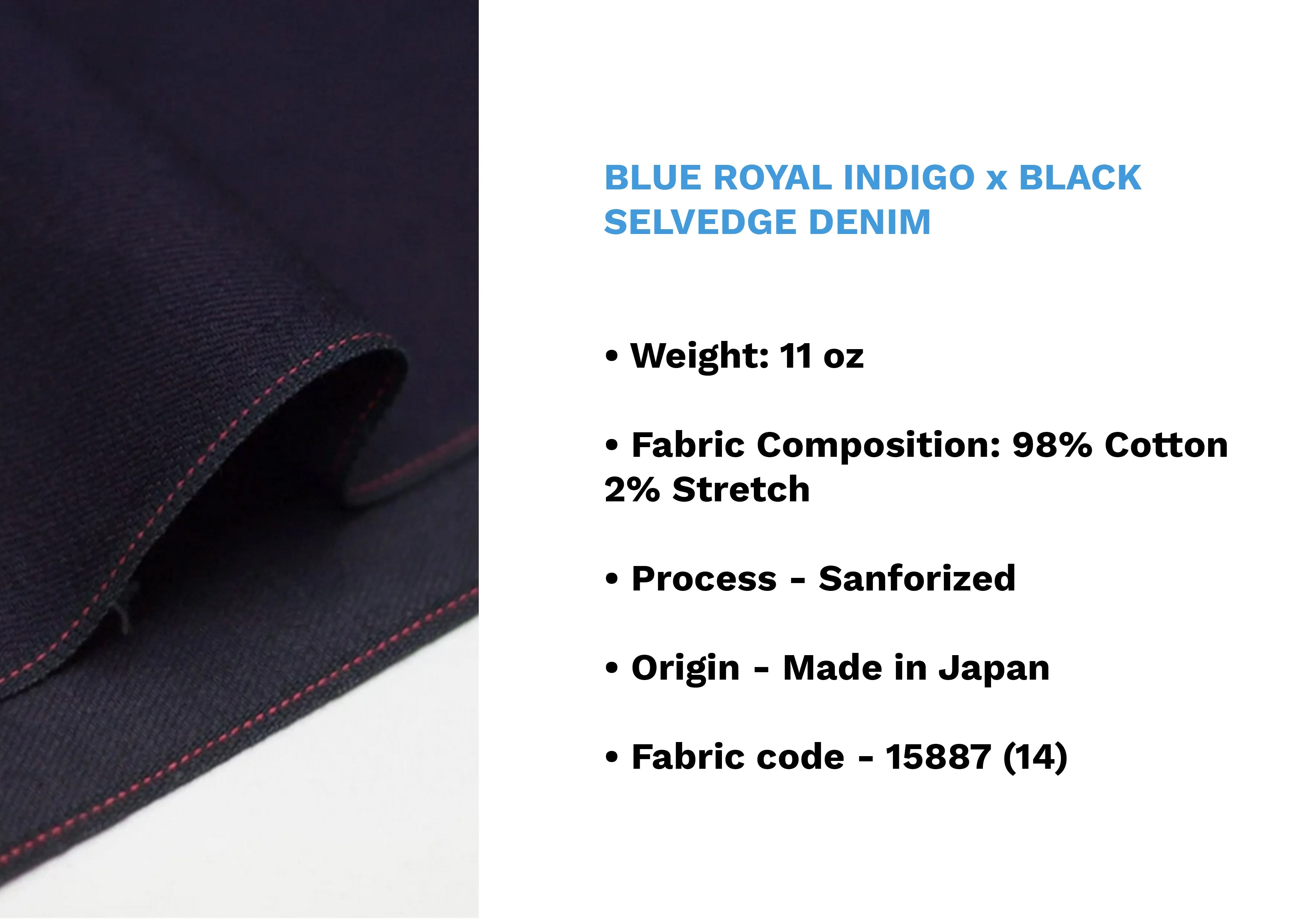 BLUE ROYAL INDIGO x BLACK SELVEDGE DENIM