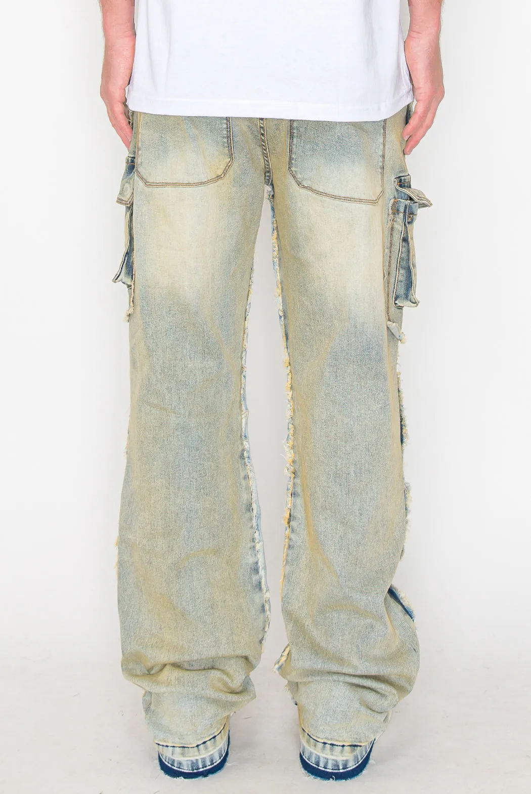 Bootcut Raw Edge Double Cargo Denim Jeans